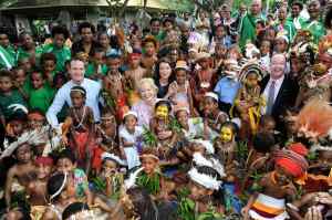 Mark Fraser, Paul Singer and the Governor-General with the children