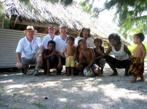John, Paul and Mark meet with the children at the Te Toa Matoa Disability Centre in Nanikai village.
