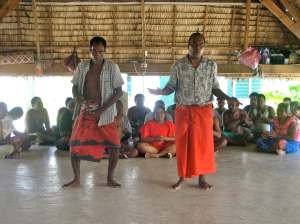 Patients at the Kiribati Mental Health Facility perform dances and songs during the visit by the MAMA Team.