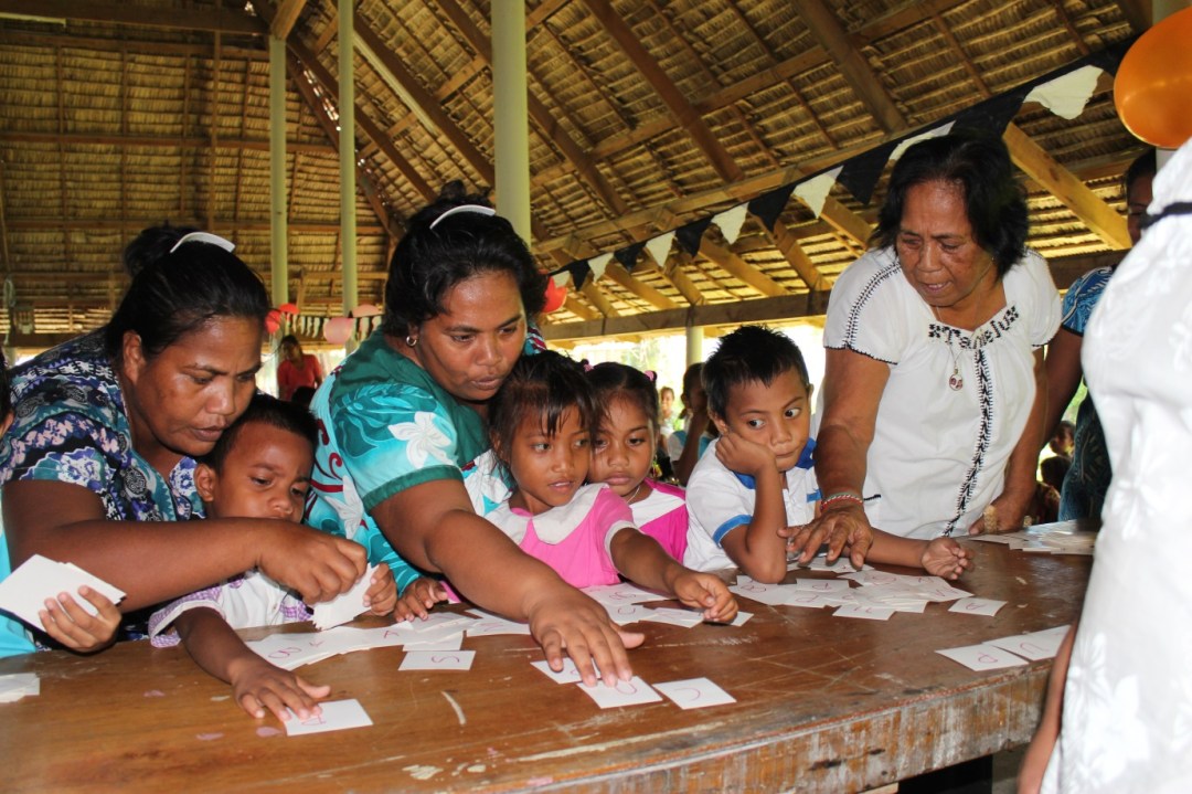 As part of the fun, children form words with letters 